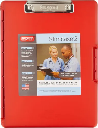 Miniatura 9 de Dexas Slimcase 2 - Portapapeles de plástico con almacenamiento y apertura lateral, color verde espuma con clip dorado, suministros de oficina