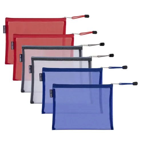 HRX Package Bolsas de cosméticos de malla de nailon con cremallera, 6 piezas A5 para maquillaje, bolsas organizadoras para bolso, bolsa de pañales,