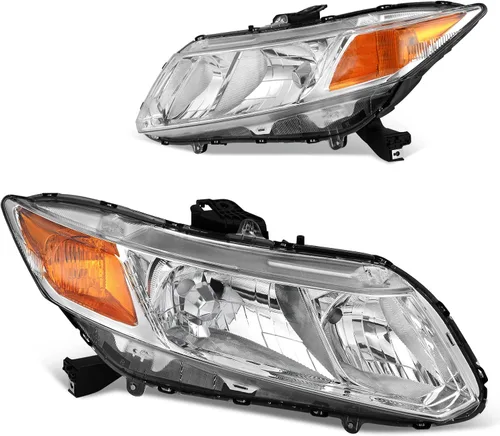 DWVO - Conjunto de faros delanteros compatible con Honda Civic Sedan 4 puertas 2012-2015 y Civic Coupe 2 puertas 2012-2013, carcasa cromada, Negro