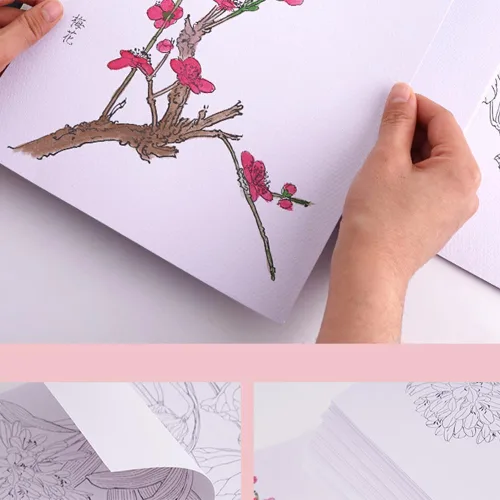 Miniatura 3 de RGBMIX 20 hojas de papel de acuarela de flores, 15 x 10 pulgadas, papel para acuarela, libro de pintura, arte para colorear al agua, pintura