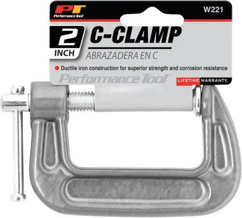 Miniatura 2 de Performance Tool W221 Abrazadera en C de hierro dúctil resistente con acabado de esmalte y tornillo cromado para una resistencia superior y un