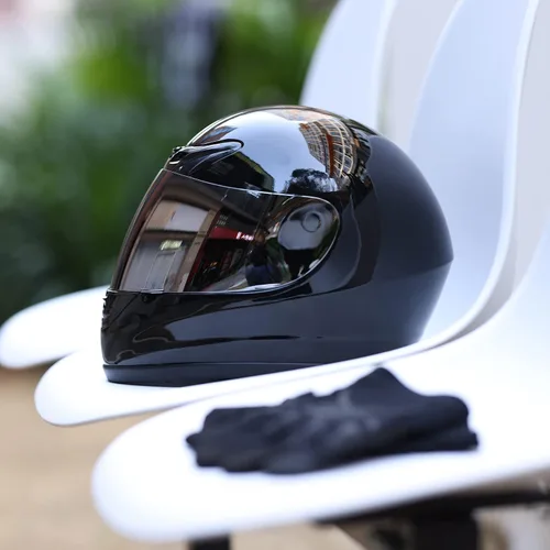 Miniatura 7 de SLMOTO - Casco de motocicleta aprobado por el DOT, con visera de espejo brillante en acabado negro, protección completa para la cara, con protector
