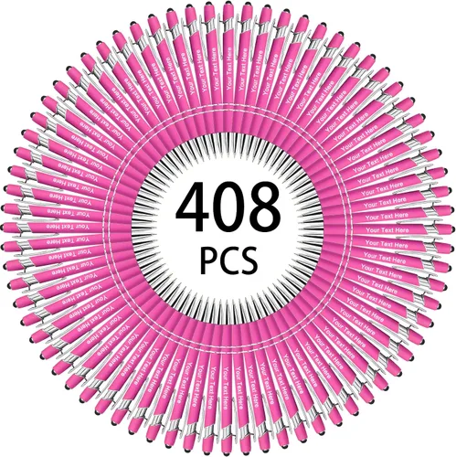 Miniatura 163 de Hasta 500 bolígrafos personalizados a granel, bolígrafo grabado personalizado con punta de lápiz capacitivo, carcasa multicolor retráctil, bolígrafo
