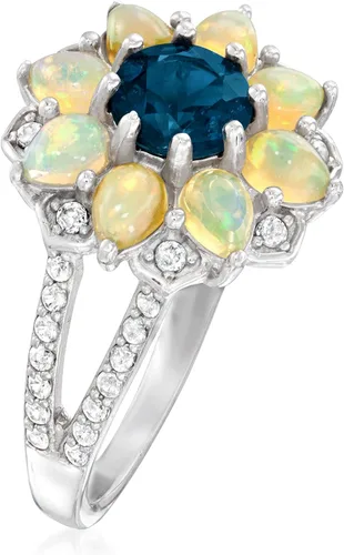 Miniatura 3 de Ross-Simons Anillo de ópalo y topacio azul Londres de 1,00 quilates con 0,40 qt t t de topacio blanco en plata de ley
