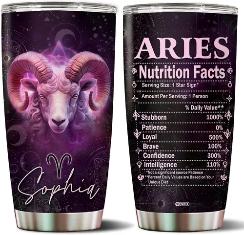 Miniatura 17 de Regalos personalizados de acuario para mujeres, constelación del zodiaco, astrología, aislado, 20 onzas, taza de café de acero inoxidable con tapa