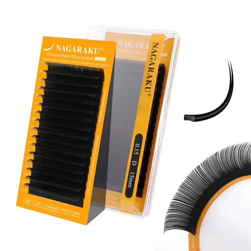 Miniatura 84 de NAGARAKU Extensiones de pestañas elipse con puntas abiertas planas, pestañas individuales de 0.006 in, rizo C, bandeja de mezcla de 0.315-0.591 in