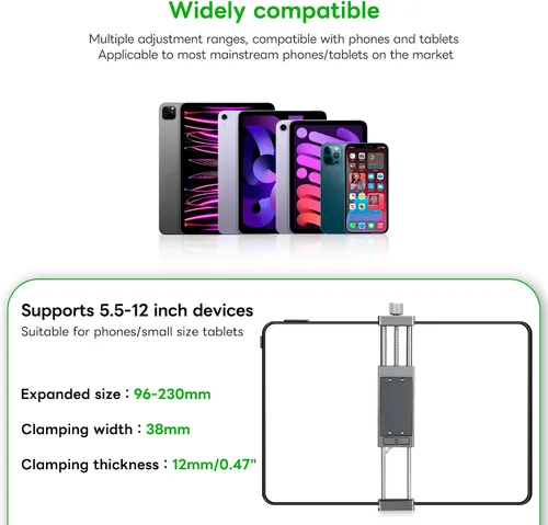 Miniatura 2 de FANAUE Soporte para iPad con cabezal de bola de 0.669 in para trípode, compatible con brazo de doble enchufe y soporte para automóvil, soporte