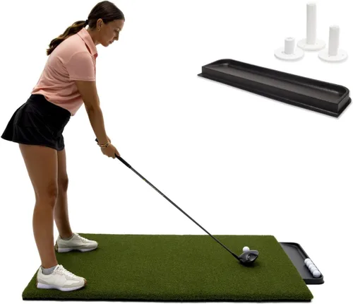 Miniatura 15 de Dura-Pro Alfombrilla de golf premium de césped para interiores y exteriores. Bandeja de regalo + 3 tees