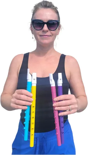 Miniatura 3 de Flautas de plástico de colores surtidos (11 pulgadas) 6 agujeros. Grabadoras de viento musicales, instrumento de sonido para niños, juguete para 24