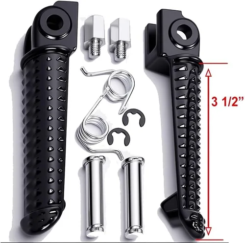 Miniatura 6 de Estriberas delanteras compatibles con Yamaha YZF R1 R6 R6S, reposapiés de motocicleta de aluminio negro con textura de alto agarre, pedales