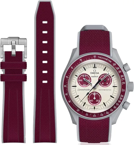 Miniatura 23 de Correa Stanchev para reloj Moonswatch, correa de silicona suave curvada sin espacio de 20mm para reloj Omega X Swatch Speedmaster, correa