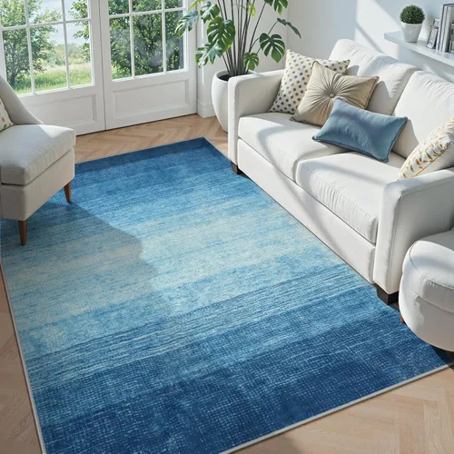 Miniatura 14 de Wonnitar Alfombra rosa lavable de 2 x 6 pies, moderna alfombra de pasillo de baño en degradé, contemporáneo, antideslizante, alfombra degradada