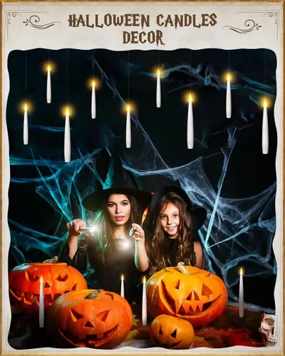 Miniatura 4 de Velas flotantes con varita, 10 unidades, velas mágicas colgantes de Navidad, velas cónicas sin llama con control remoto, luces flotantes, regalos