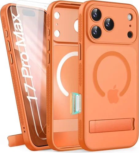 Miniatura 17 de BXYJY Funda magnética para iPhone Air con soporte, compatible con MagSafe, botón de control de cámara, protección completa de la lente, caída
