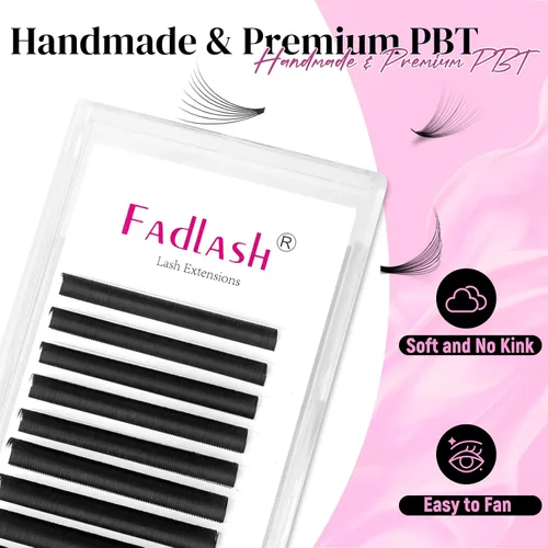 Miniatura 3 de Extensiones de pestañas con volumen y forma de abanico FADLASH, 0.05 0.07 mm, autoaplicables, 2D-10D, floración rápida, rizado C D DD, 5/16