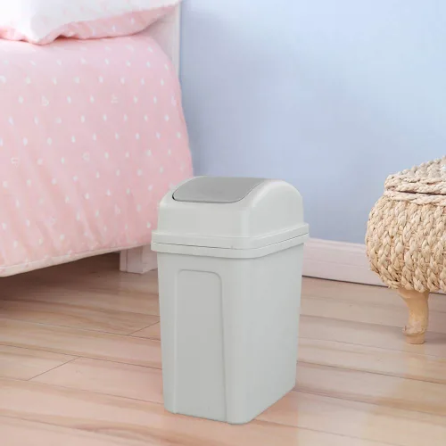 Miniatura 7 de Asking Cubo de basura pequeño de 1.8 galones con tapa abatible, cubo de basura de plástico, color gris