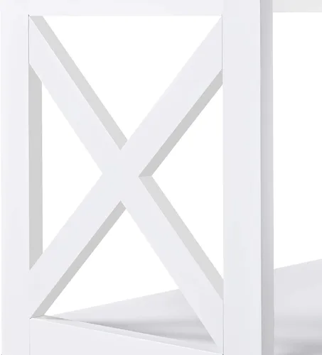 Miniatura 6 de Yaheetech Mesa auxiliar auxiliar de sofá con estante de almacenamiento de 3 niveles para sala de estar, espacio estrecho, color blanco