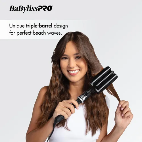 Miniatura 4 de BabylissPRO Porcelana cerámica triple barril Waver, negro