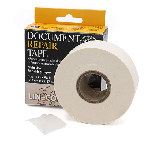 Miniatura 2 de Lineco, cinta de reparación de documentos de archivo, 2,5 cm x 30 m, sin ácidos y translúcida, para reparación de documentos en papel, libros