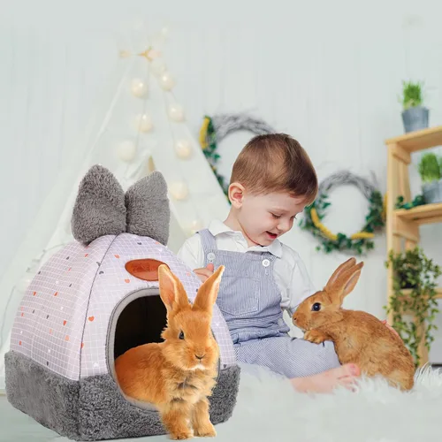Miniatura 6 de Cama de conejo, escondites de casa, hurones, ratas, erizos, jaula de chinchilla, accesorio para conejo, cobaya, hámster, cama de conejo acogedora
