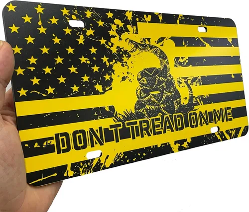 Miniatura 72 de JASS GRAPHIX Placa de matrícula personalizada con la bandera estadounidense de línea amarilla, homenaje personalizado a despachadores y operadores