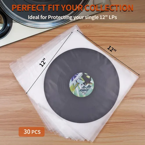 Miniatura 6 de Fundas interiores para discos de vinilo, 30 fundas interiores de vinilo LP antiestáticas de 12 pulgadas, fundas protectoras de vinilo de plástico