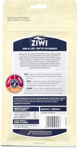 Miniatura 2 de ZIWI Masticables y golosinas para perros – Tráquea de cordero – Todo natural, secado al aire, proteína única, sin granos, golosina de alto valor