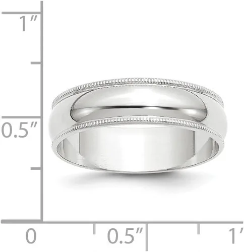 Miniatura 4 de Anillo de boda de oro blanco de 10 quilates de 0.236 in con cúpula clásica llana milgrain