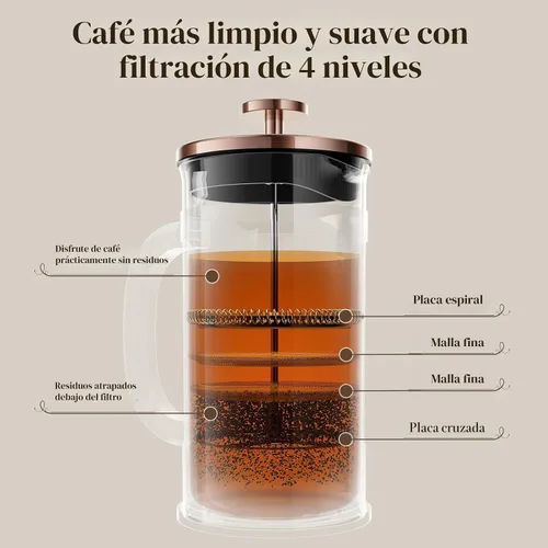 Miniatura 5 de Veken Cafetera de prensa francesa de 21 onzas, 0.6 L, olla pequeña de una sola porción, vidrio de borosilicato espesado resistente al calor