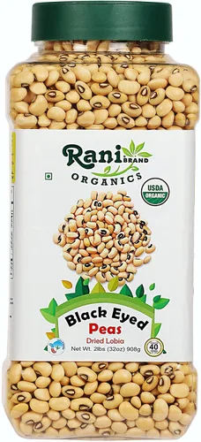 Miniatura 16 de Rani Black Eyed Peas, Guisantes de Carita Secos (Lobhia) 400oz (25lbs) 11.36kg Caja a Granel ~ Completamente Natural Vegano Kosher Apto