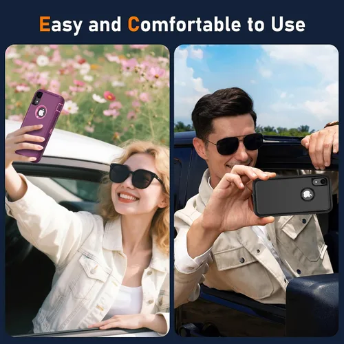 Miniatura 6 de Jshru para iPhone XR Funda con [2 Pack] Protector de Pantalla HD, [Grado Militar] 3-en-1 Resistente Protector de Cuerpo Completo a Prueba de Negro