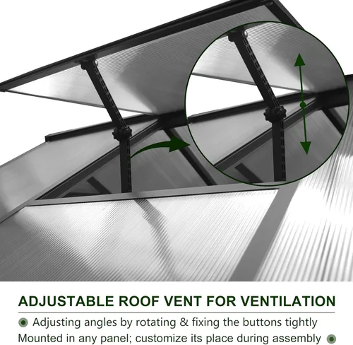 Miniatura 3 de MUPATER Invernadero de 6 x 10 pies para exteriores, invernadero de policarbonato resistente, kit de casa verde de aluminio con puerta con cerradura