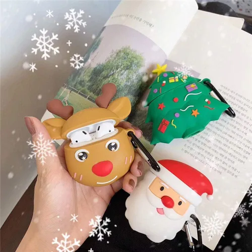 Miniatura 4 de Funda para auriculares compatible con Airpods 1 y 2, para niños, niñas, mujeres, 3D, lindo reno, antiarañazos, protector de auriculares inalámbricos
