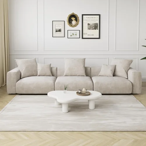 Miniatura 23 de JACH Sofás Seccionales de Pana para Sala de Estar, Sofá Seccional Modular con Otomanas Chaise, Fundas de Cojines Removibles, Sofá Cama Moderno