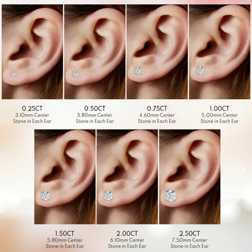 Miniatura 5 de Aretes de diamantes reales naturales con cierre de rosca seguro para mujeres y hombres, aretes de diamante de talla redonda de oro de 14 quilates