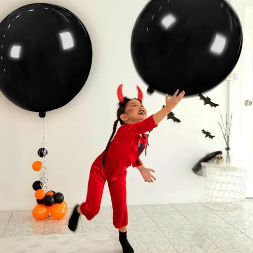 Miniatura 5 de Globos grandes de 36 pulgadas, 9 unidades, globos negros gigantes de látex, globos grandes para decoración de cumpleaños, bodas y fiestas. (Negro)
