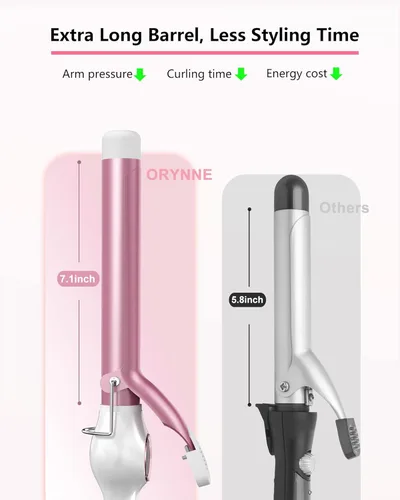 Miniatura 3 de ORYNNE Rizador de cerámica digital, barril de 1 pulgada para rizos y ondas hinchables, infusión de aceite de argán, doble voltaje, calentamiento
