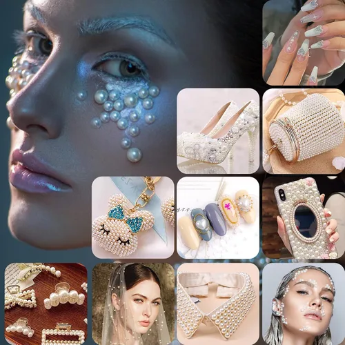 Miniatura 5 de 6000 perlas blancas planas de 0.157 in para arte de uñas, perlas semicirculares a granel para hacer obras de arte, manualidades, accesorios