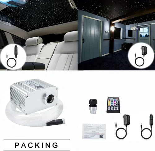 Miniatura 7 de Kit de luces de techo de estrella de fibra óptica parpadeante de 10 W con control Bluetooth de Azimom, luces de interior para automóvil y hogar, 450