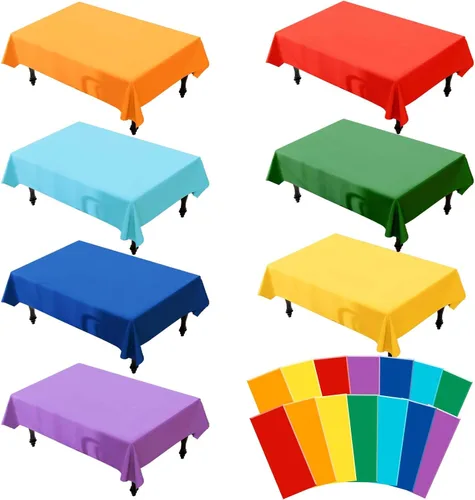 G GENLEAS Paquete de 14 manteles rectangulares de plástico de colores surtidos para cumpleaños, bodas, fiestas, picnic, fiestas, decoraciones de