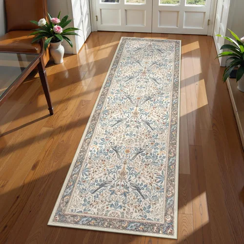 Miniatura 8 de Beeiva Alfombra Lavable para Pasillo 2x6 pies - Beige Vintage Resistente a Manchas Alfombra Floral para Cocina, Alfombras Bohemias