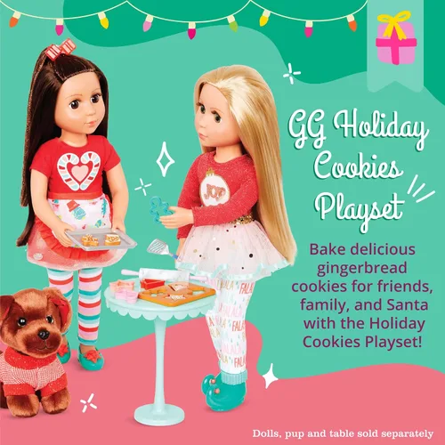 Miniatura 2 de Glitter Girls Accesorios para muñecas de 14 pulgadas - Juego de galletas navideñas - Juego de 23 piezas para hornear - Delantal, guante de horno