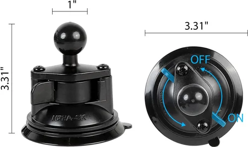 Miniatura 4 de xik Soporte de base de ventosa de bola de 1 pulgada con brazo de doble enchufe de 2.36 pulgadas para teléfono y tableta, soporte de leva de acción