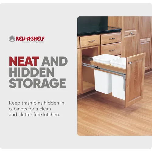 Miniatura 5 de Rev-A-Shelf Botes de basura de cocina de 27 cuartos de galón de montaje superior con toboganes de extensión completa clasificados de 150 libras