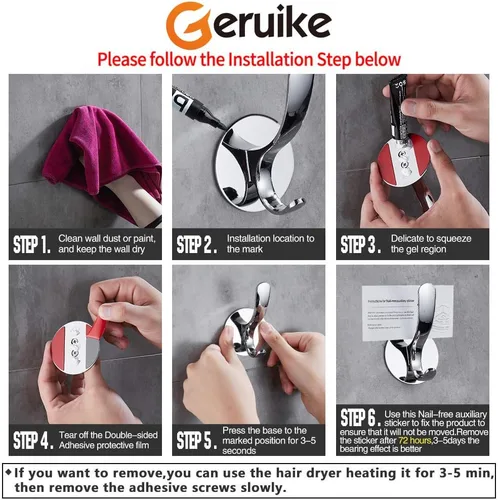 Miniatura 5 de Ganchos adhesivos de acero inoxidable autoadhesivos para bata de baño, cocina, gancho de pared, sin tornillos, sin daños Plata