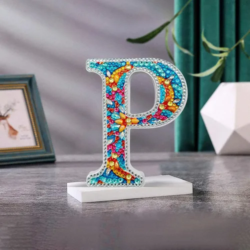 Miniatura 21 de YOYA Letras de Artesanía de Madera con Arte de Diamantes 5D de 6 Pulgadas para Decoración de Pared, Kits de Arte de Diamantes de Letras de A