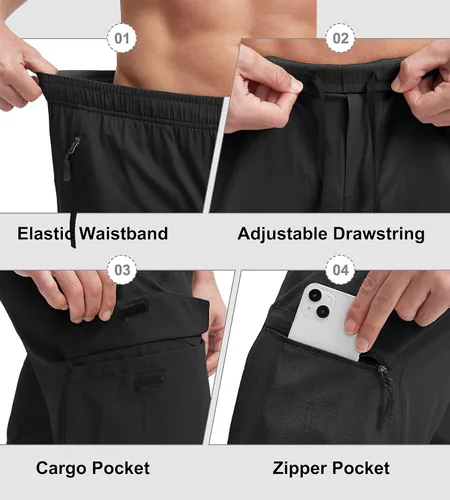 Miniatura 5 de Bikewa Pantalones cortos de ciclismo de montaña para hombre, con acolchado 3D, ajuste holgado, con bolsillos con cremallera