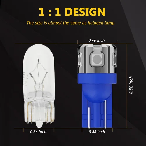 Miniatura 4 de PHINLION 194 - Foco de luz LED azul súper brillante, 168 2825 W5W T10, cuña 6-SMD, conjunto de chips 3030, focos LED de repuesto