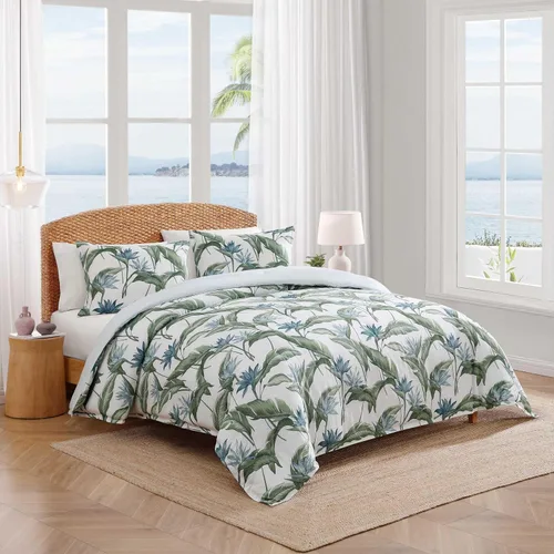 Miniatura 2 de Tommy Bahama - Juego de edredón tamaño Queen, ropa de cama costera de algodón suave con fundas de almohada, juego de cama floral tropical