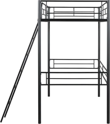 Miniatura 6 de Furniture of America Citing - Cama tipo loft de metal industrial con escalera en ángulo adjunta y barandillas de seguridad, no requiere somier